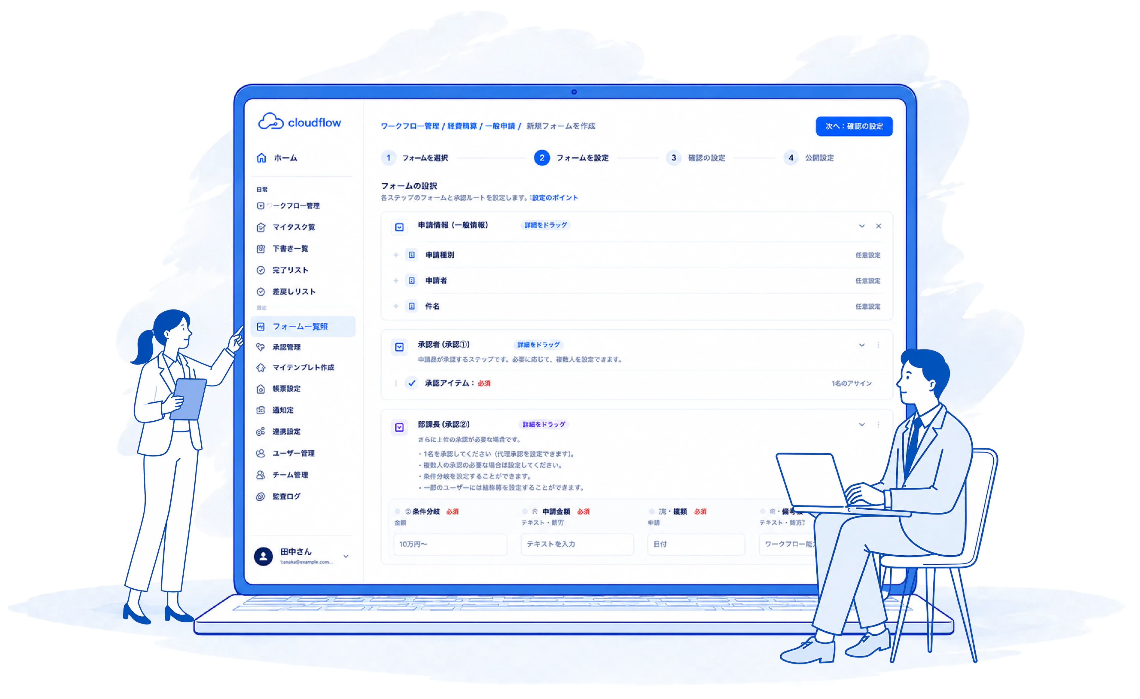 cloudflow のワークフロー設定画面